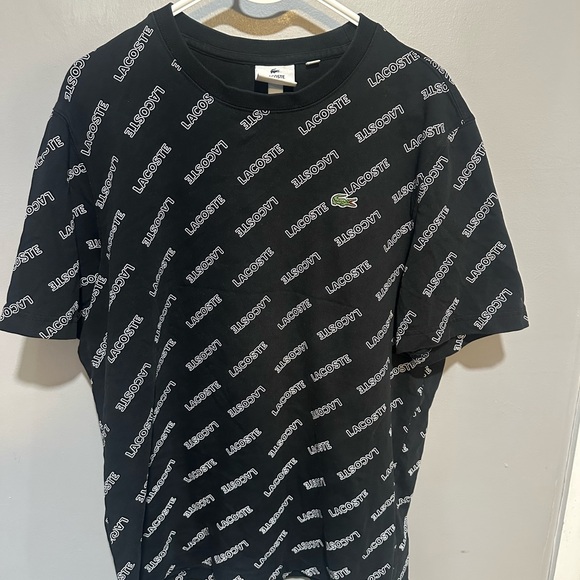 Lacoste Black All-Over Logo Men's Tee - Picture 1 of 5